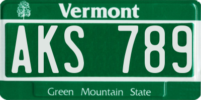 VT license plate AKS789