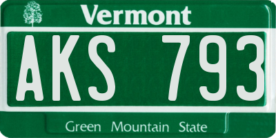 VT license plate AKS793