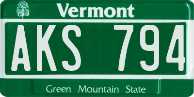 VT license plate AKS794