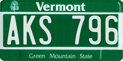 VT license plate AKS796