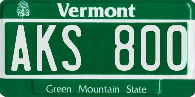 VT license plate AKS800