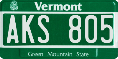 VT license plate AKS805