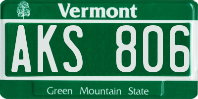 VT license plate AKS806