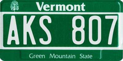VT license plate AKS807
