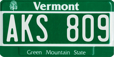 VT license plate AKS809