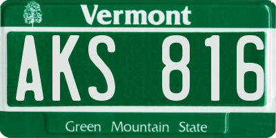 VT license plate AKS816