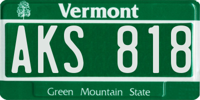 VT license plate AKS818