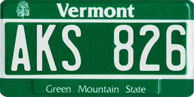 VT license plate AKS826