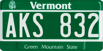 VT license plate AKS832