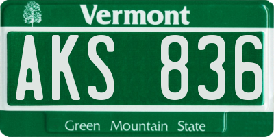 VT license plate AKS836