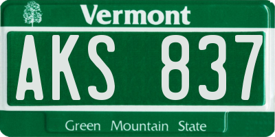 VT license plate AKS837