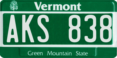 VT license plate AKS838