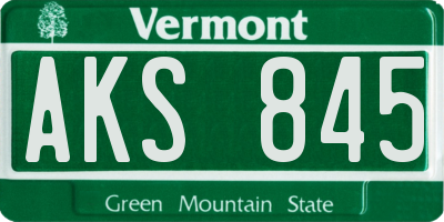 VT license plate AKS845