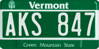 VT license plate AKS847