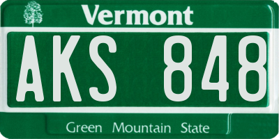 VT license plate AKS848