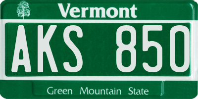 VT license plate AKS850