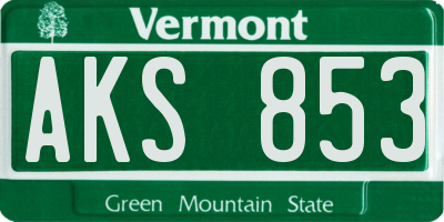 VT license plate AKS853