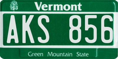 VT license plate AKS856