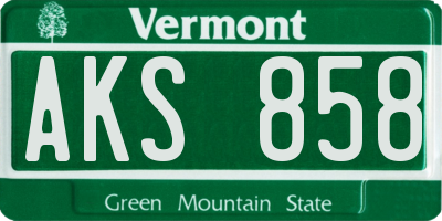 VT license plate AKS858