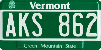 VT license plate AKS862