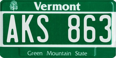 VT license plate AKS863