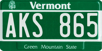 VT license plate AKS865