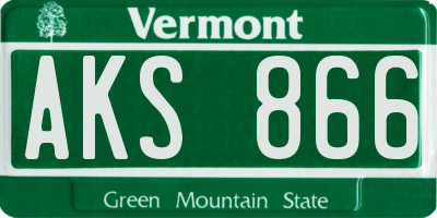 VT license plate AKS866