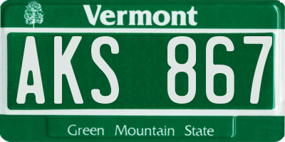 VT license plate AKS867