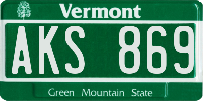 VT license plate AKS869