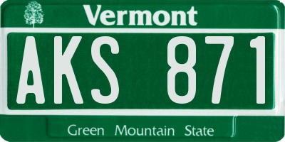 VT license plate AKS871