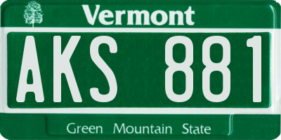 VT license plate AKS881
