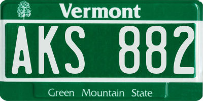 VT license plate AKS882