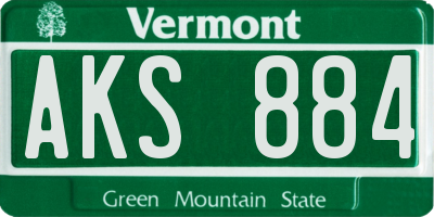 VT license plate AKS884