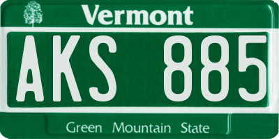 VT license plate AKS885