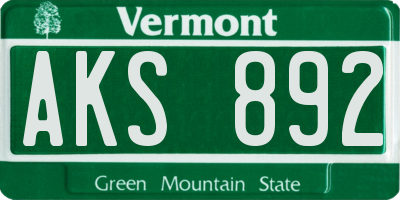 VT license plate AKS892