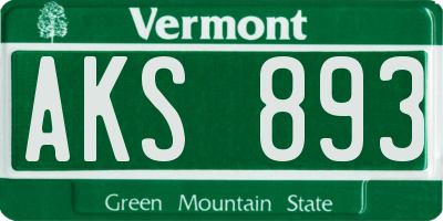 VT license plate AKS893