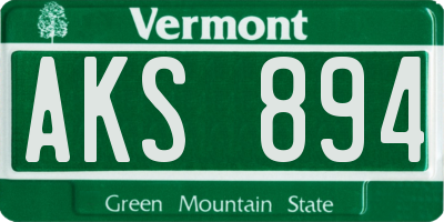 VT license plate AKS894