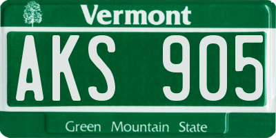 VT license plate AKS905