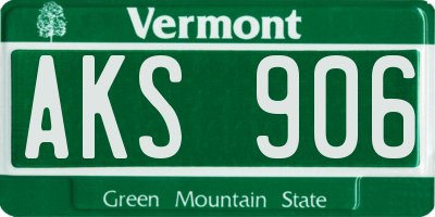 VT license plate AKS906