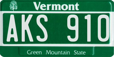 VT license plate AKS910