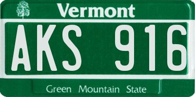 VT license plate AKS916