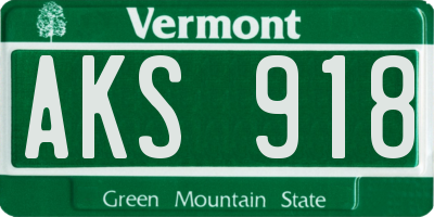 VT license plate AKS918