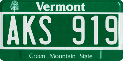 VT license plate AKS919