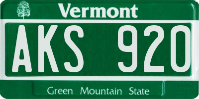 VT license plate AKS920