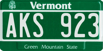 VT license plate AKS923