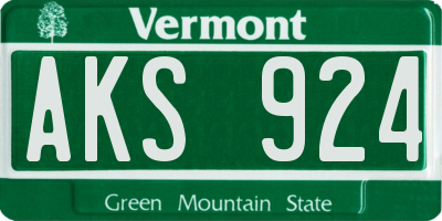 VT license plate AKS924