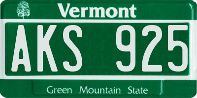 VT license plate AKS925