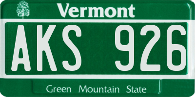 VT license plate AKS926