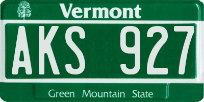 VT license plate AKS927