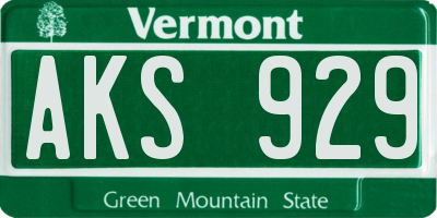 VT license plate AKS929